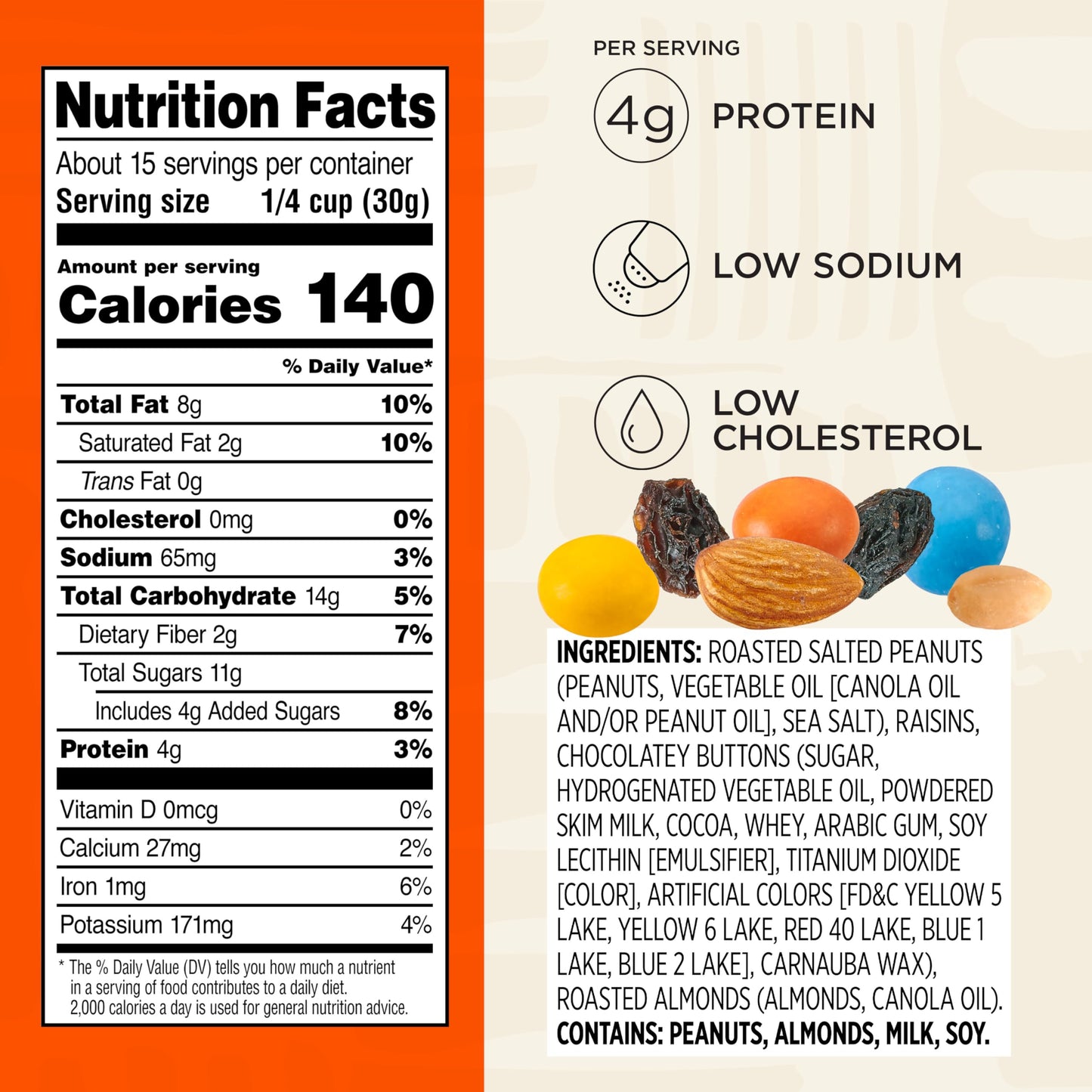 Snak Club Energizer Trail Mix with Roasted Salted Peanuts, Raisins, Chocolatey Candies, Roasted Almonds, Gluten-Free and Kosher