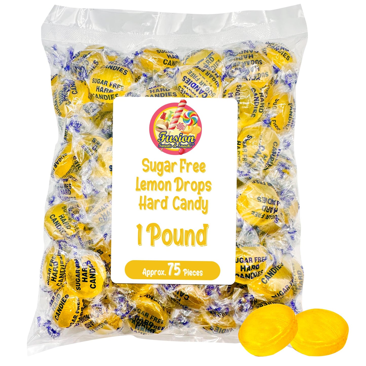 Sugar Free Lemon Drops - Arcor 1lb Bulk Bag of Sugar Free Hard Candy - Delicious Sugar Free Lemon Drops Hard Candy Individually 