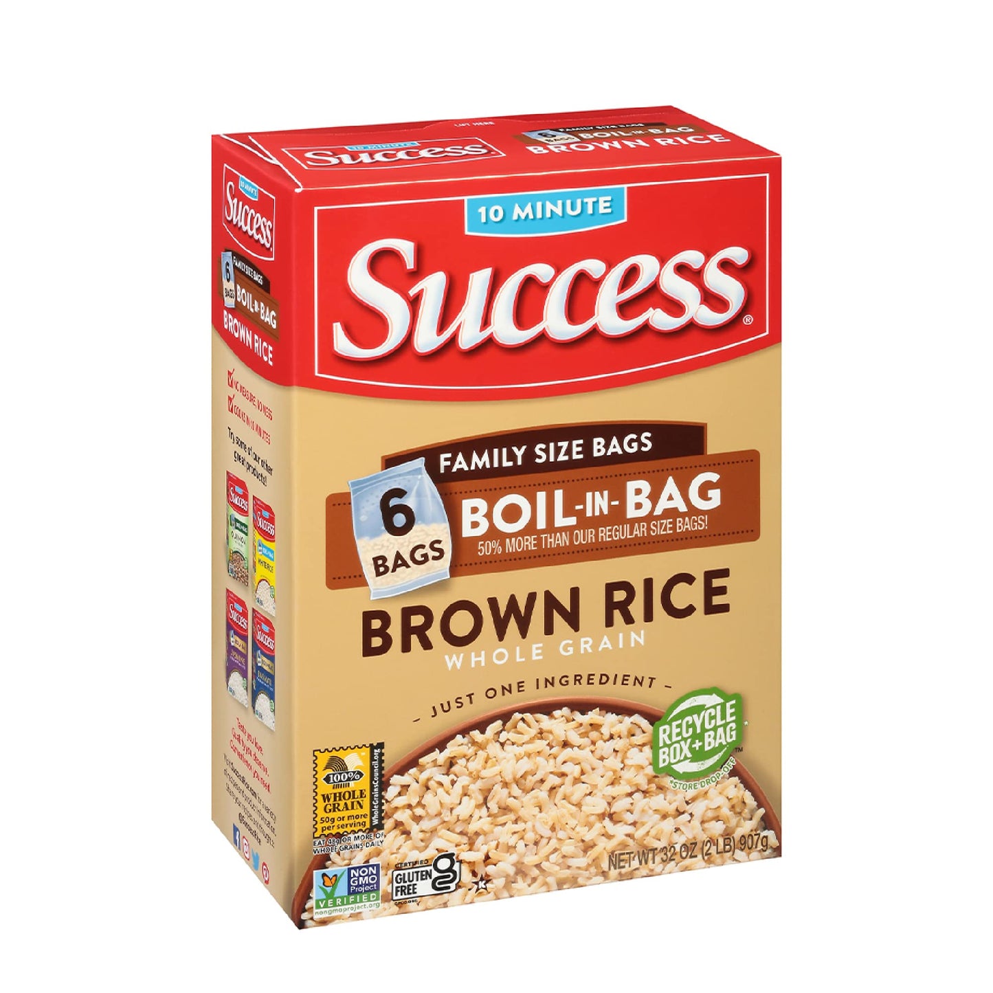 helpful Boil-in-Bag Rice, Brown Rice, Quick and Easy Rice Meals, 32-Ounce Box