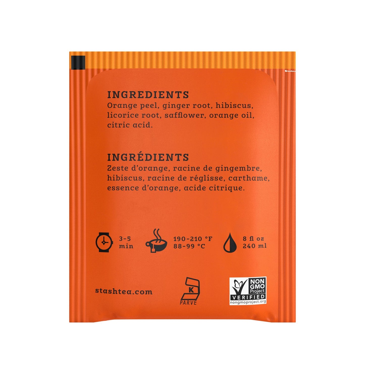 Stash Tea Sunny Orange Ginger Herbal Tea - Naturally Caffeine Free, Non-GMO, 18 Count (Pack of 6) - 108 Bags Total