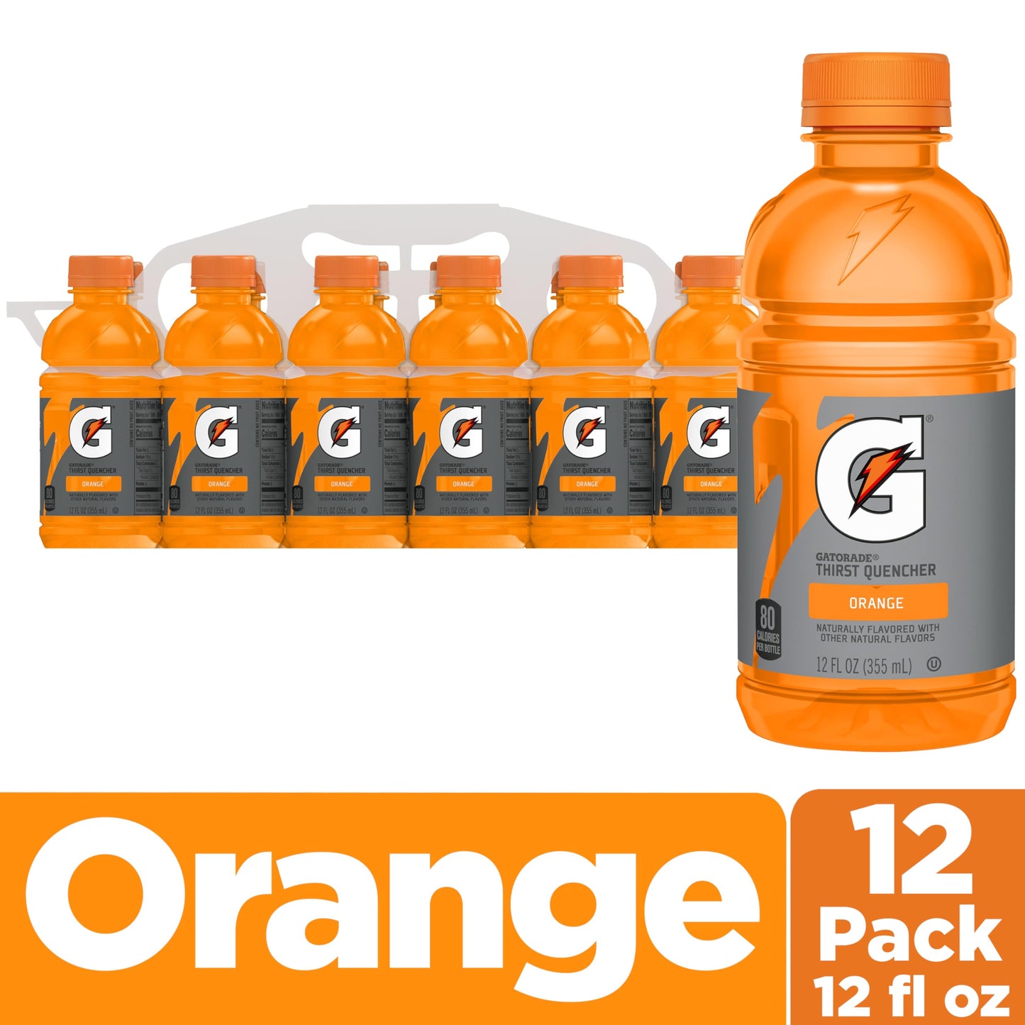 Gatorade Thirst Quencher, Orange, 12 Fl Oz Bottles, 12 Pack, Model 541911