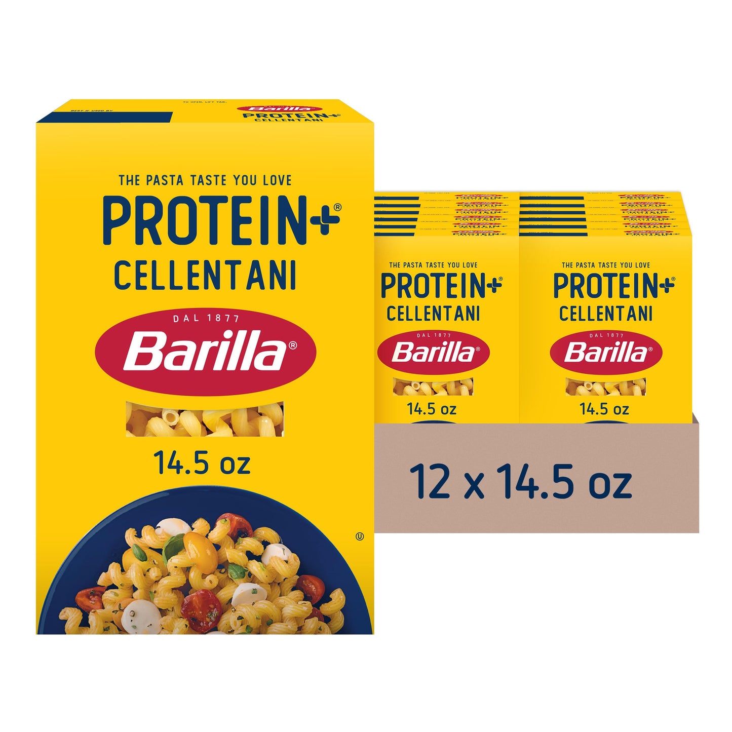 Barilla Protein+ (Plus) Cellentani Pasta, 14.5 Ounce (Pack of 12) - plant based - Made from Lentils, Chickpeas & Peas - Non-GMO,