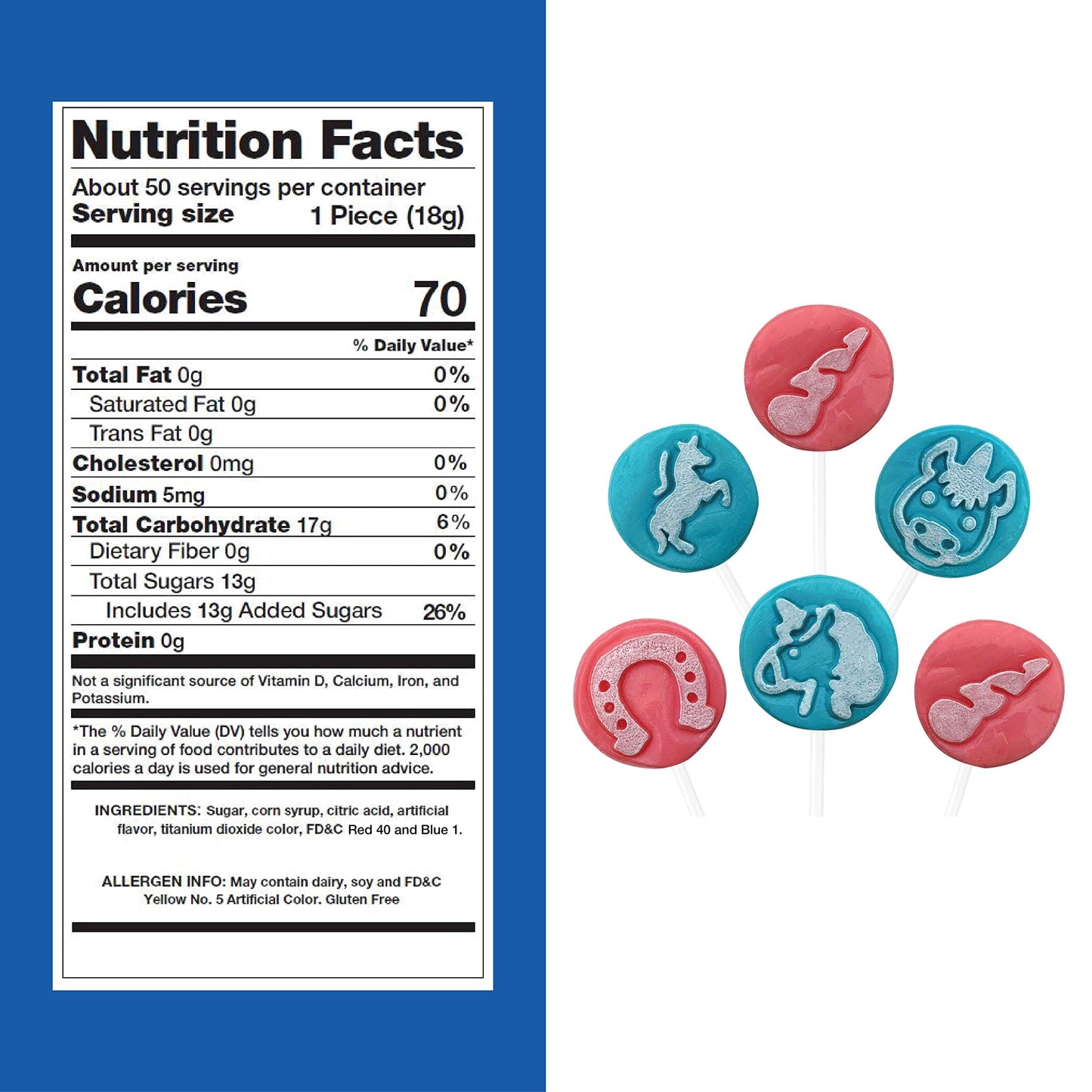 Unicorn Mega Lollipops - 2 Pound Bulk Pack (48 Count) - Cotton Candy Flavor - Icing Tattoo Gender Reveal Hard Candy
