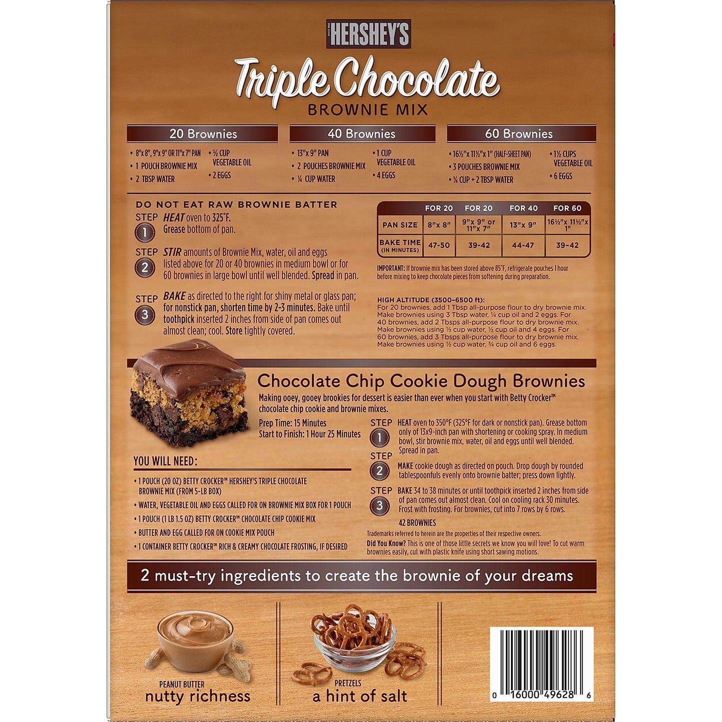 Betty Crocker Triple Chocolate Brownie Mix, 20 oz. each, 4 Pack, Model 980006050