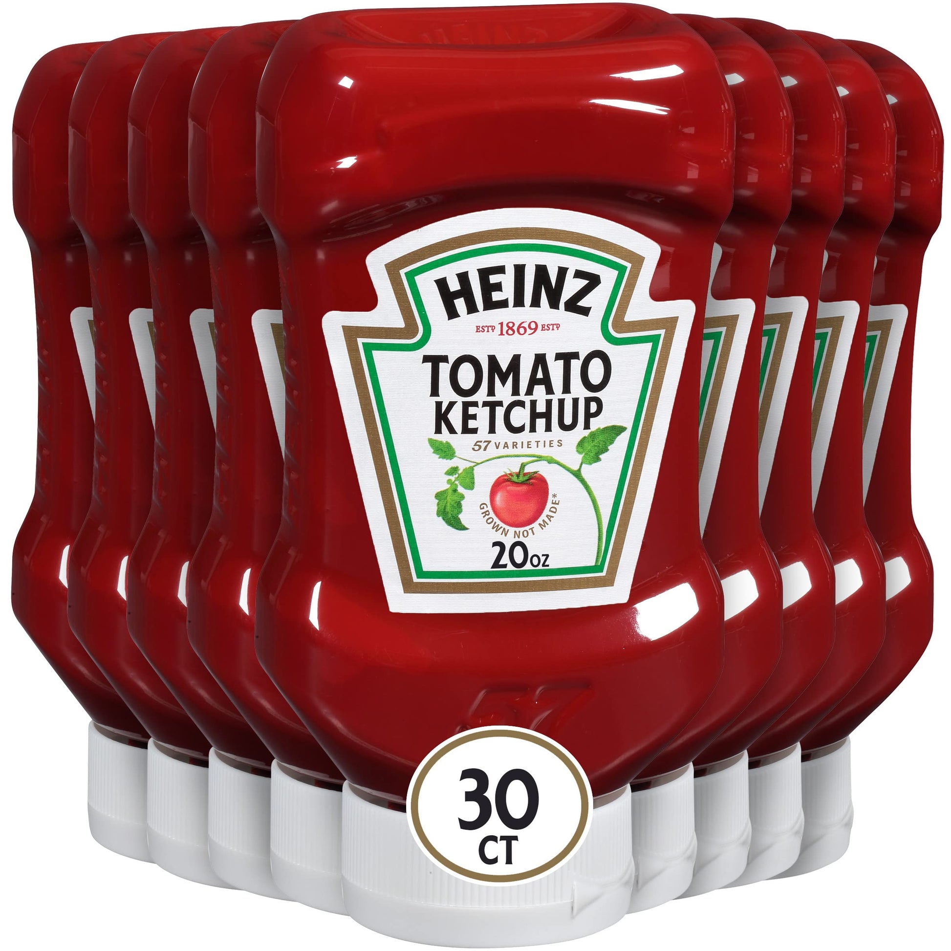 HEINZ Ketchup, 20 oz. FOREVER FULL Inverted Bottles (Pack of 30)