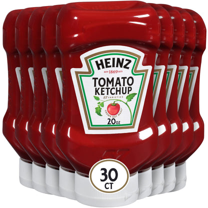 HEINZ Ketchup, 20 oz. FOREVER FULL Inverted Bottles (Pack of 30)