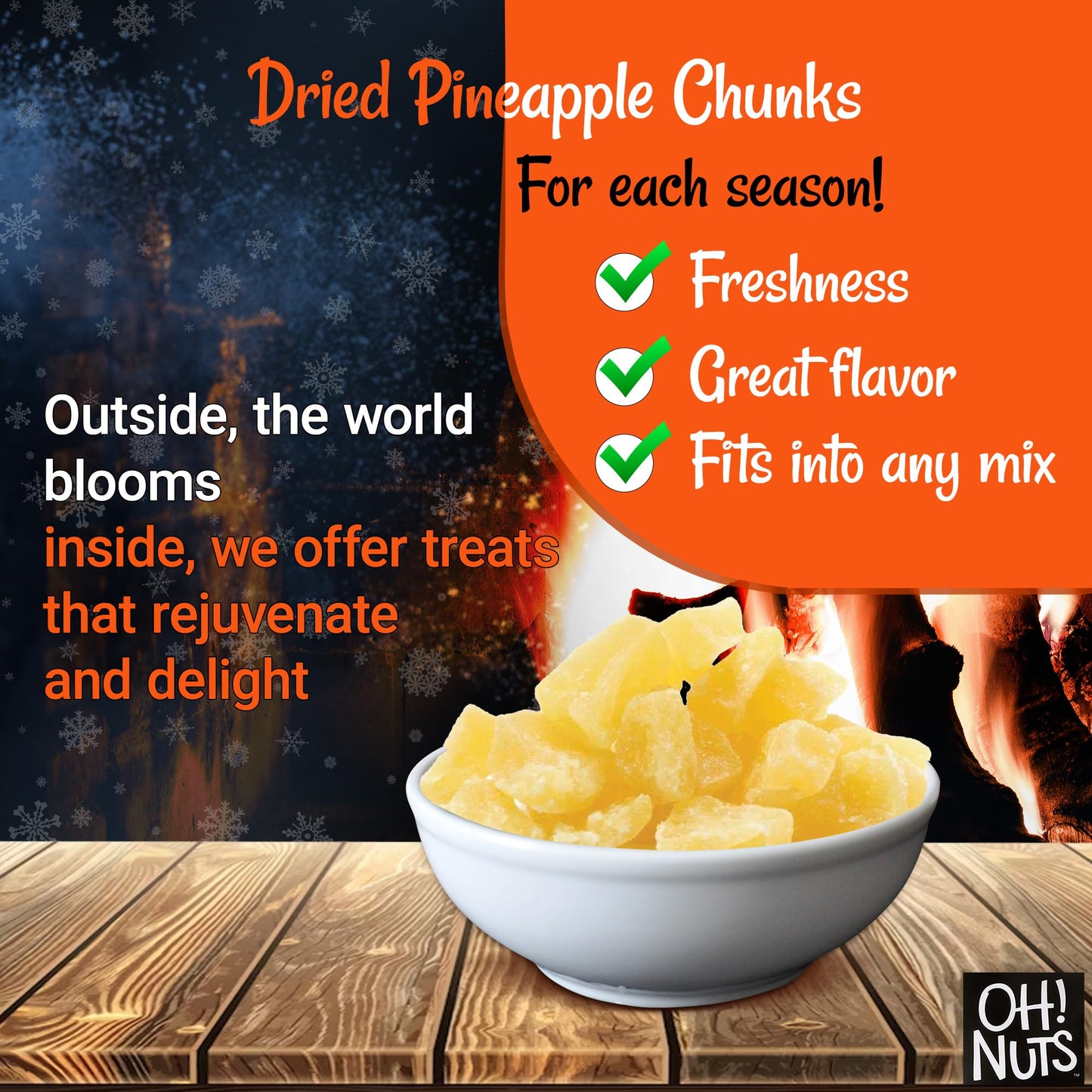 Dried Pineapple | 1 lb - Dried Fruit Chunks | Less Sugar Added | Dehydrated Fruit Bites | Packed in New York Zip-Seal Bag for Ex