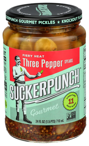 Suckerpunch Gourmet 3-Pepper Fire Pickle Spears 24 Ounce