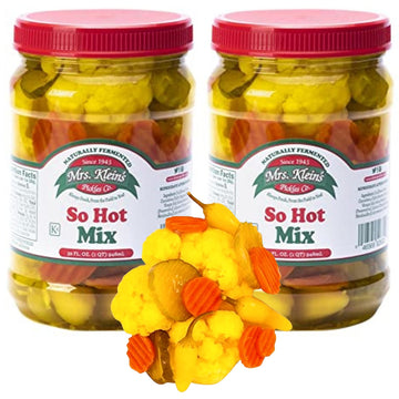 MRS. KLEINS Fresh Pickled Vegetables, So Hot Mix, 32 Oz (Pack of 2)