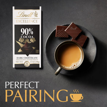 Lindt EXCELLENCE Dark Chocolate Bar, 90% Cocoa, 3.5 oz (12 Pack)