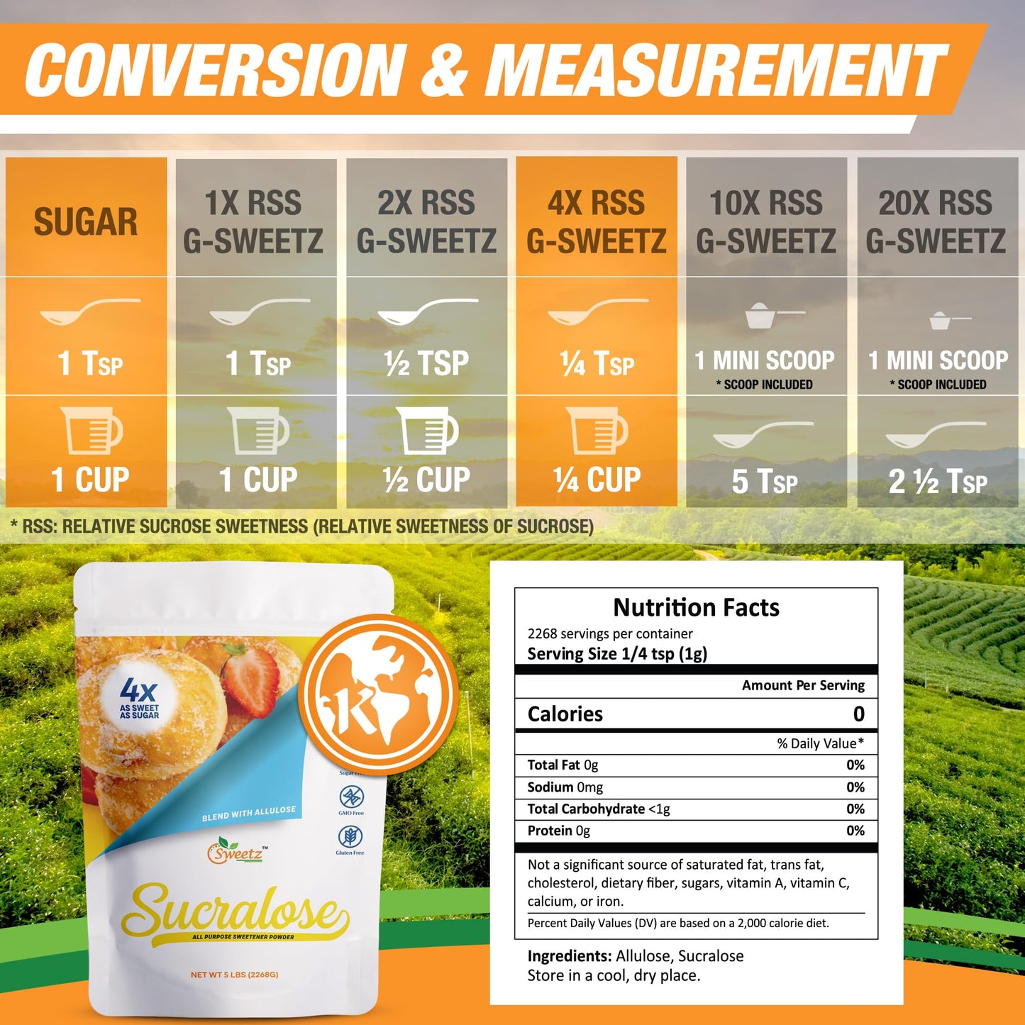 G-Sweetz Allulose Sucralose Blend Sweetener, Zero Calorie, 80 oz, Sugar-Free, Keto Friendly