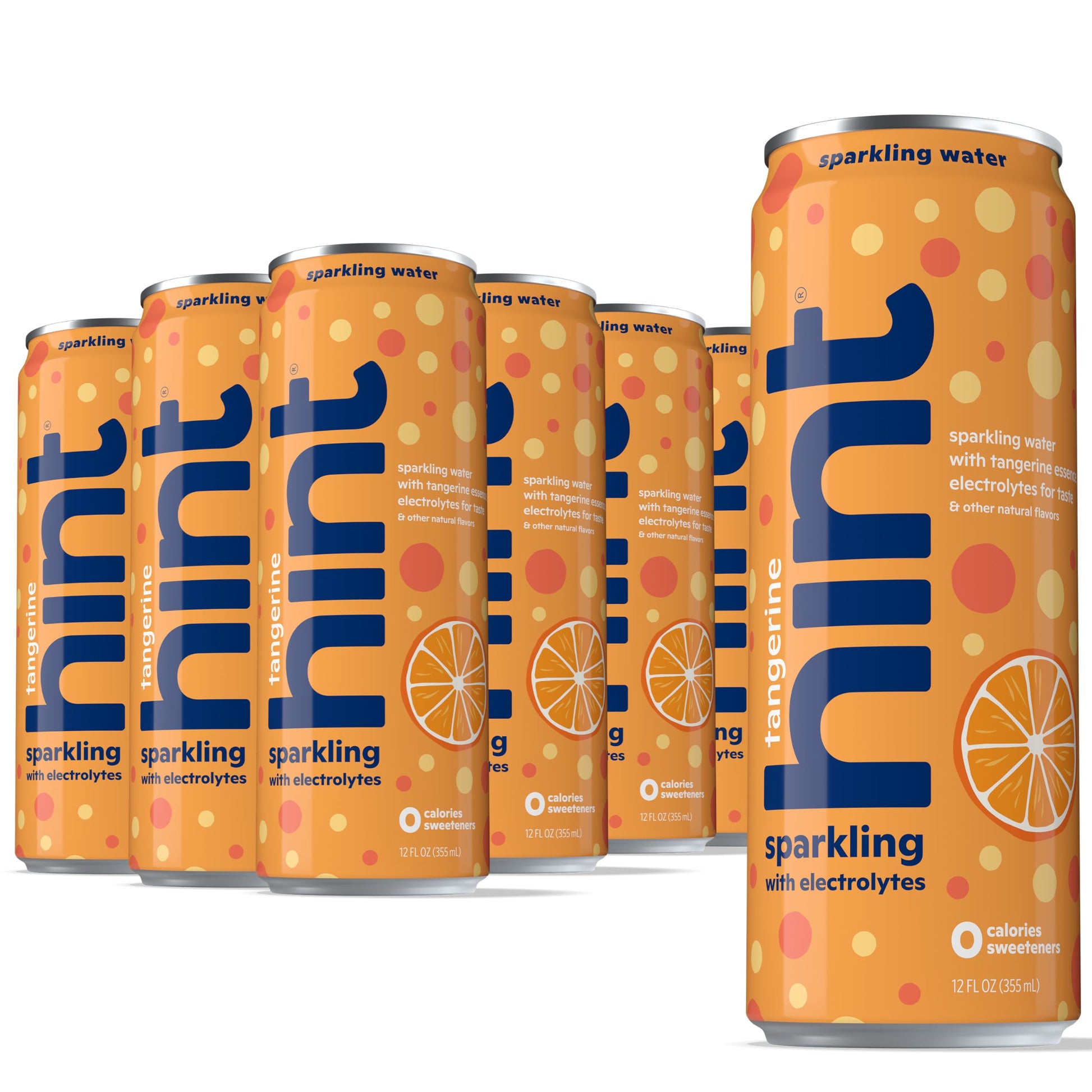 Hint Sparkling Water, Tangerine Flavor, Electrolytes, Zero Calories, 12 Fl Oz Cans, Pack of 12