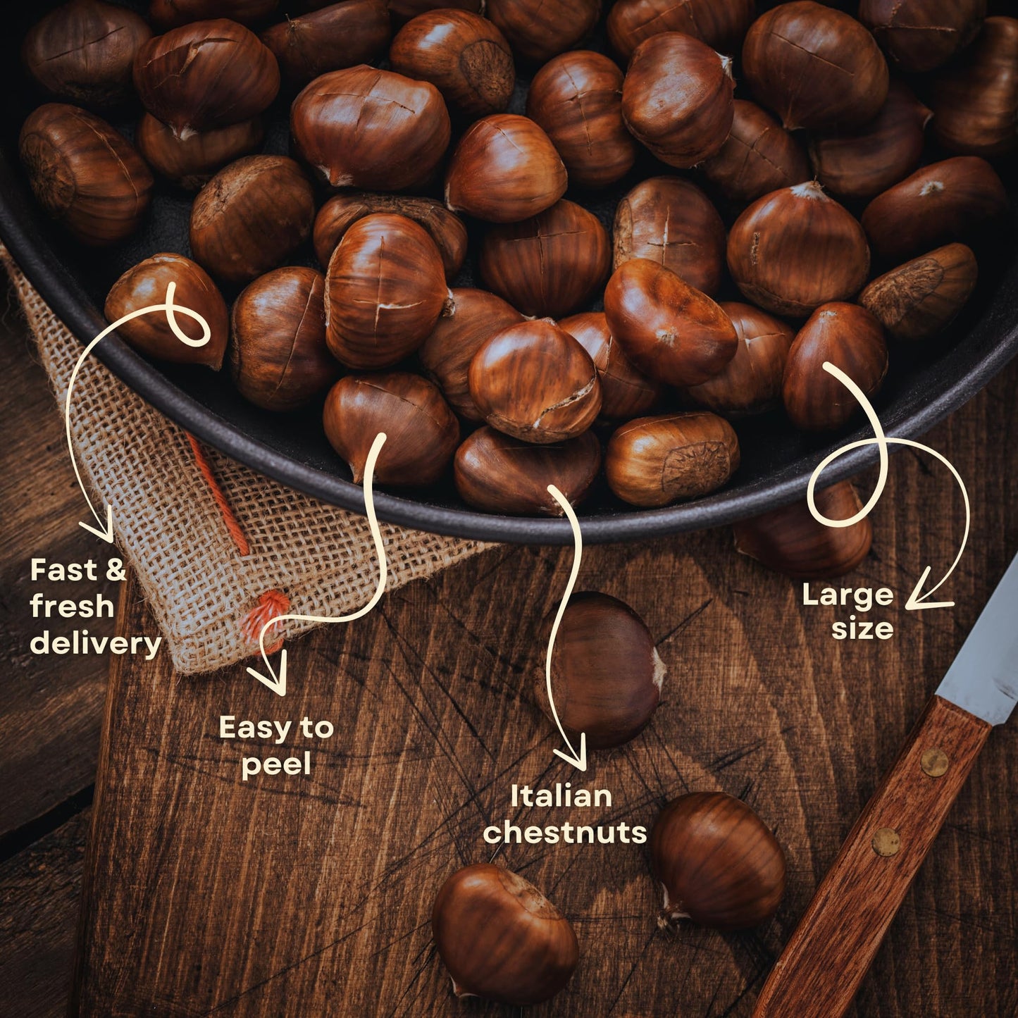 enhanced Italian Chestnuts - Fresh  Large Size  Easy to Peel  Hand-Picked  Farm Fresh  All Natural  Gluten-Free & Vegan Snack  Gluten-Free Snack (2 LBS)