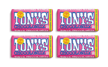 Tony'S Chocolonely | Pack Of 4 | White Chocolate With Raspberry And Popping Candy Bar, 6.35 Oz Each