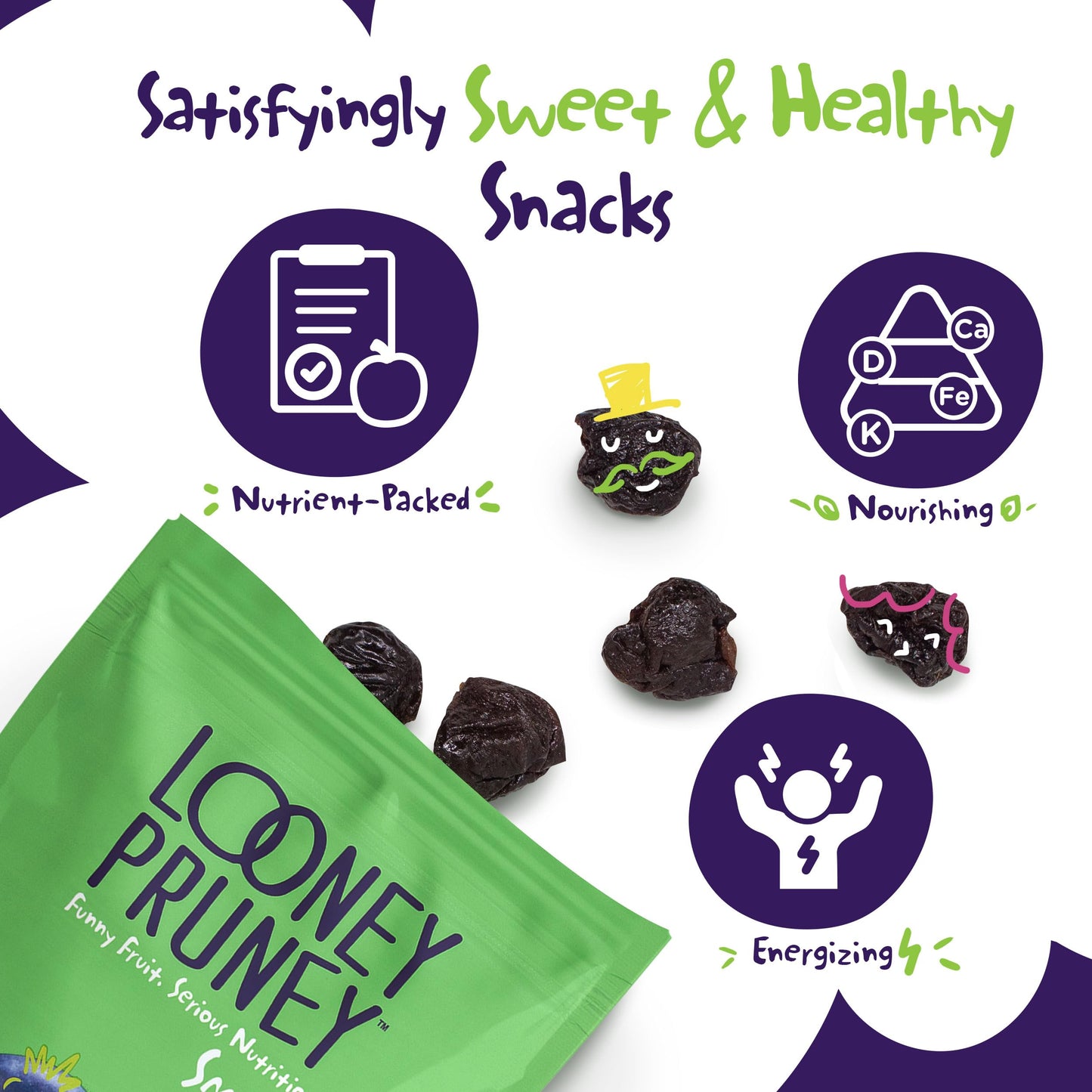Looney Pruney Smalls Fruit Snacks | Naturally Sweet Bite-Sized Prunes | Organic Fruit Snack Packs For Kids & Adults | Vegan Food