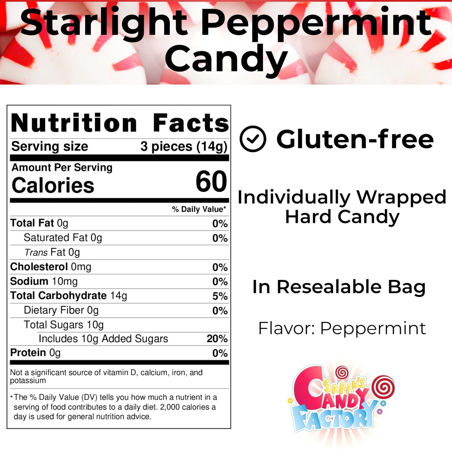 Starlight Peppermint Candy Bulk - 5 Pound - Bulk Candy Peppermint Mints Individually Wrapped - Holiday Mints - Hard Candy Gluten
