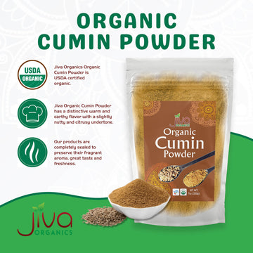 Jiva Organics Organic Ground Cumin Powder 7 Ounce - 100% Pure & Non-Gmo (Ground Cumin Seeds)