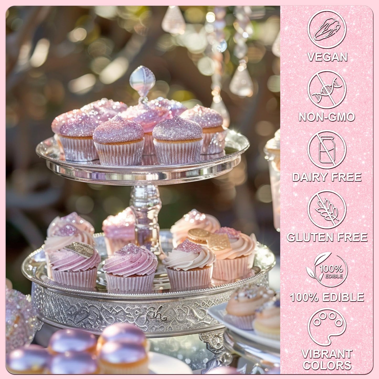 Pink Edible Glitter - 5G Food Grade Cake Decorating Shimmering Glitter, Edible Sprinkle Luster Dust For Drinks, Chocolates, Fond