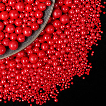 Dazzjoy Edible Christmas Red Pearl Sugar Sprinkles, Mix Size, 4.58Oz, Red Sprinkles For Cupcake Decorating, Baking Cake Decorati