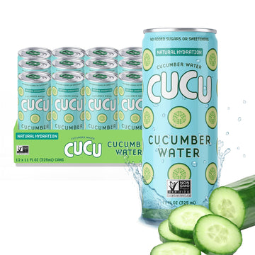 CUCU Cucumber Water – Natural Hydration, No Sugar Added, 12 Pack, 11 fl oz Cans
