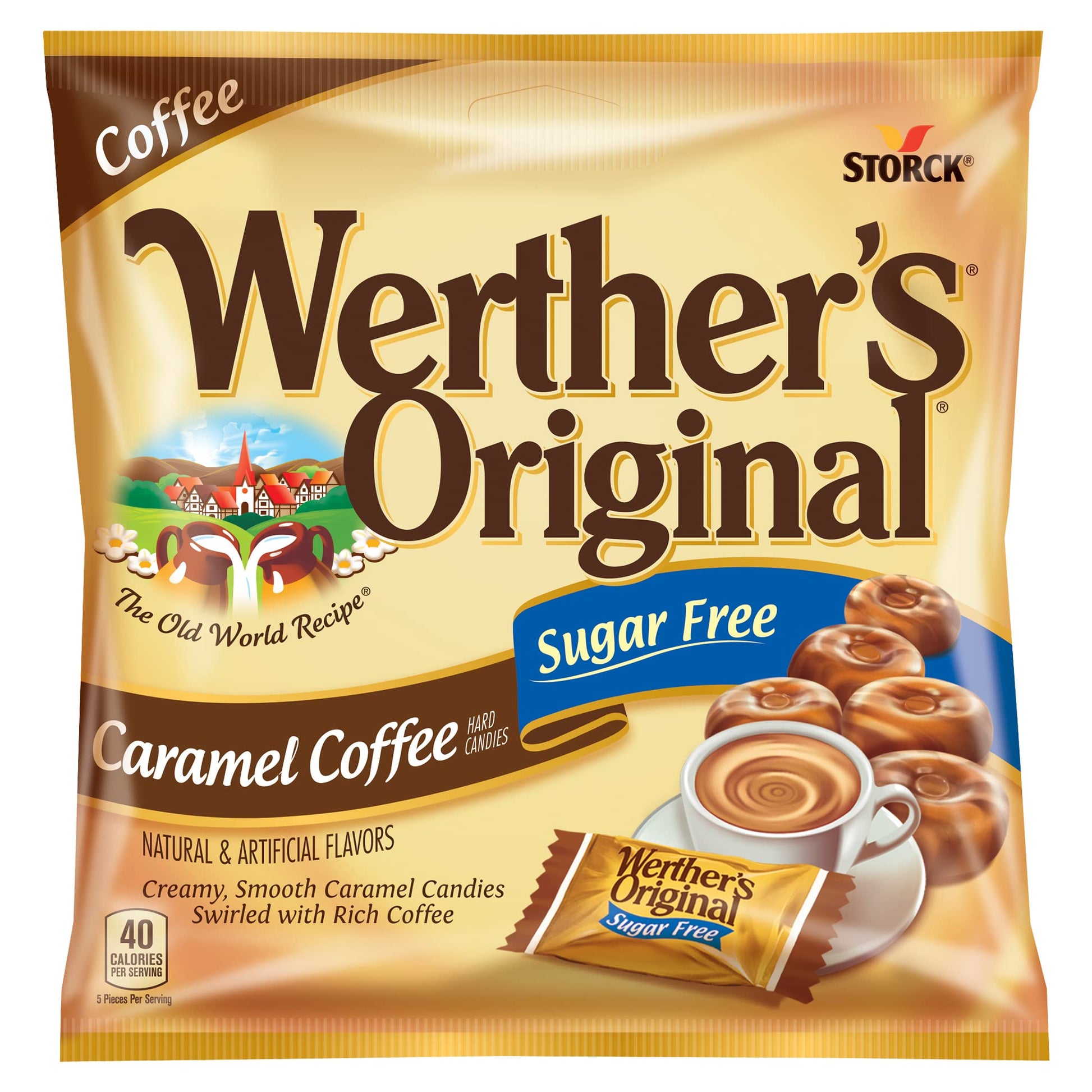 Werther'S Original Hard Sugar Free Caramel Coffee Candy, 2.75 Oz Bags (Pack Of 12)
