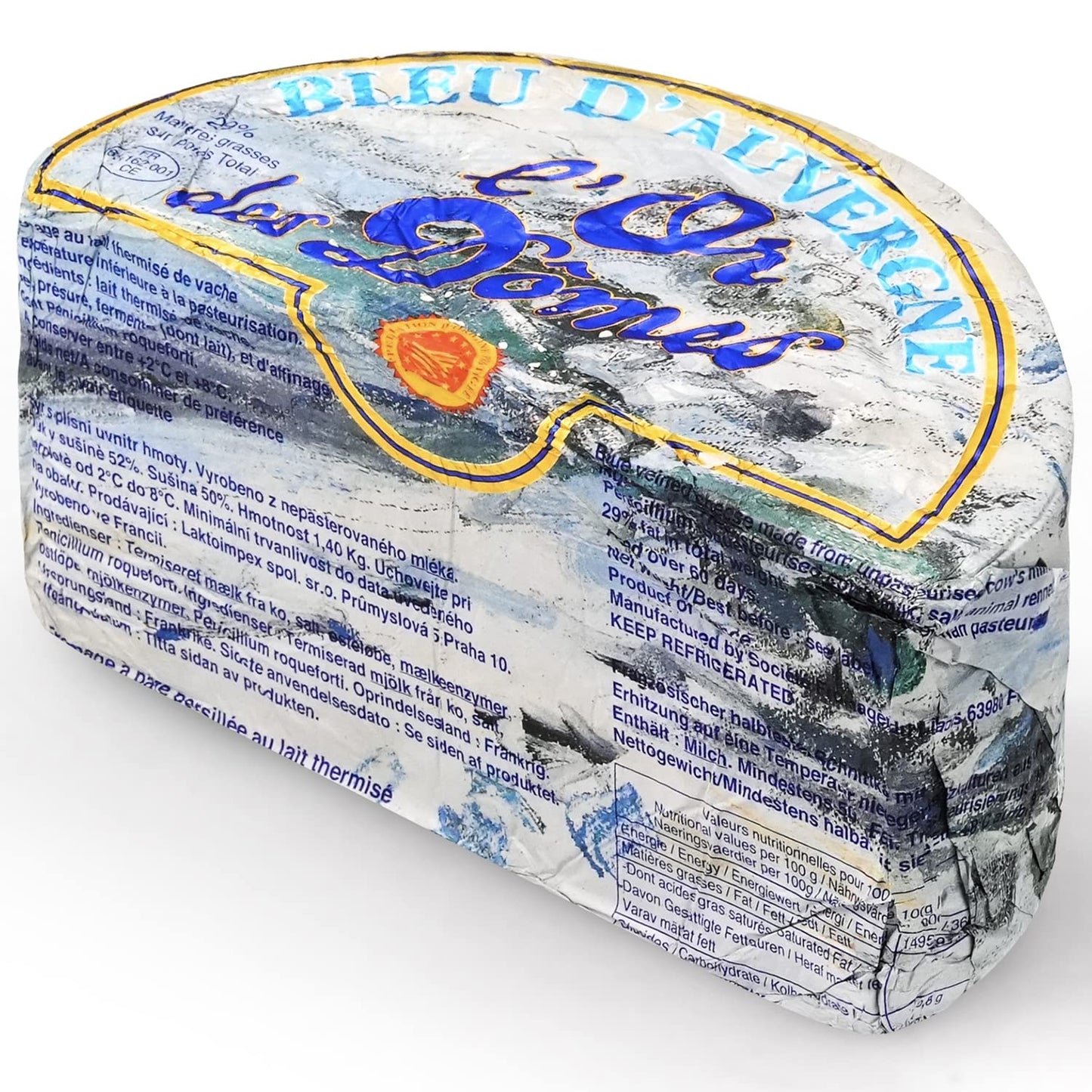 Bleu DAuvergne Aoc French Blue Cheese - 1 Lb / 454 G - Guaranteed Overnight