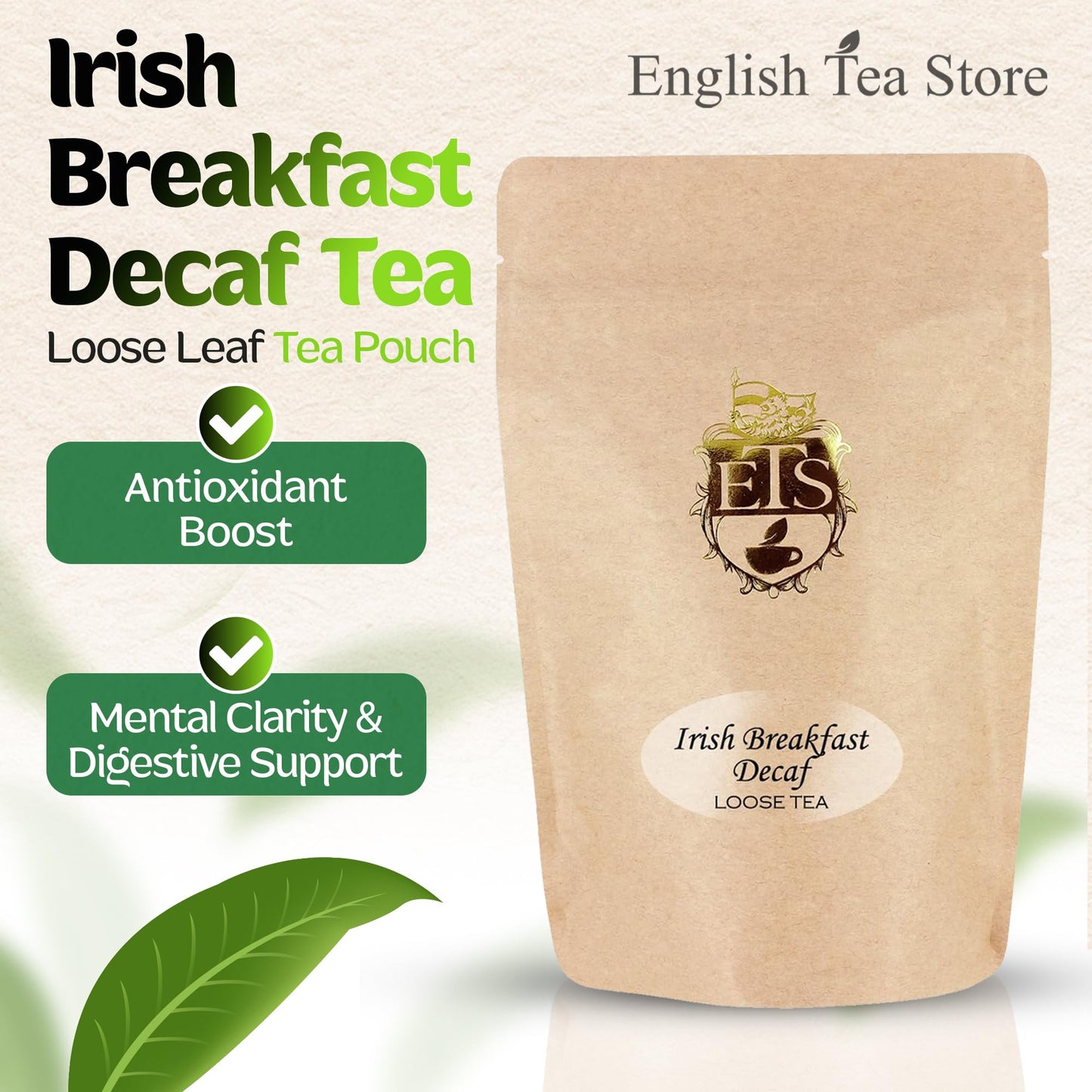 English Tea Store Loose Leaf Decaf Irish Breakfast Tea, 4 Ounce
