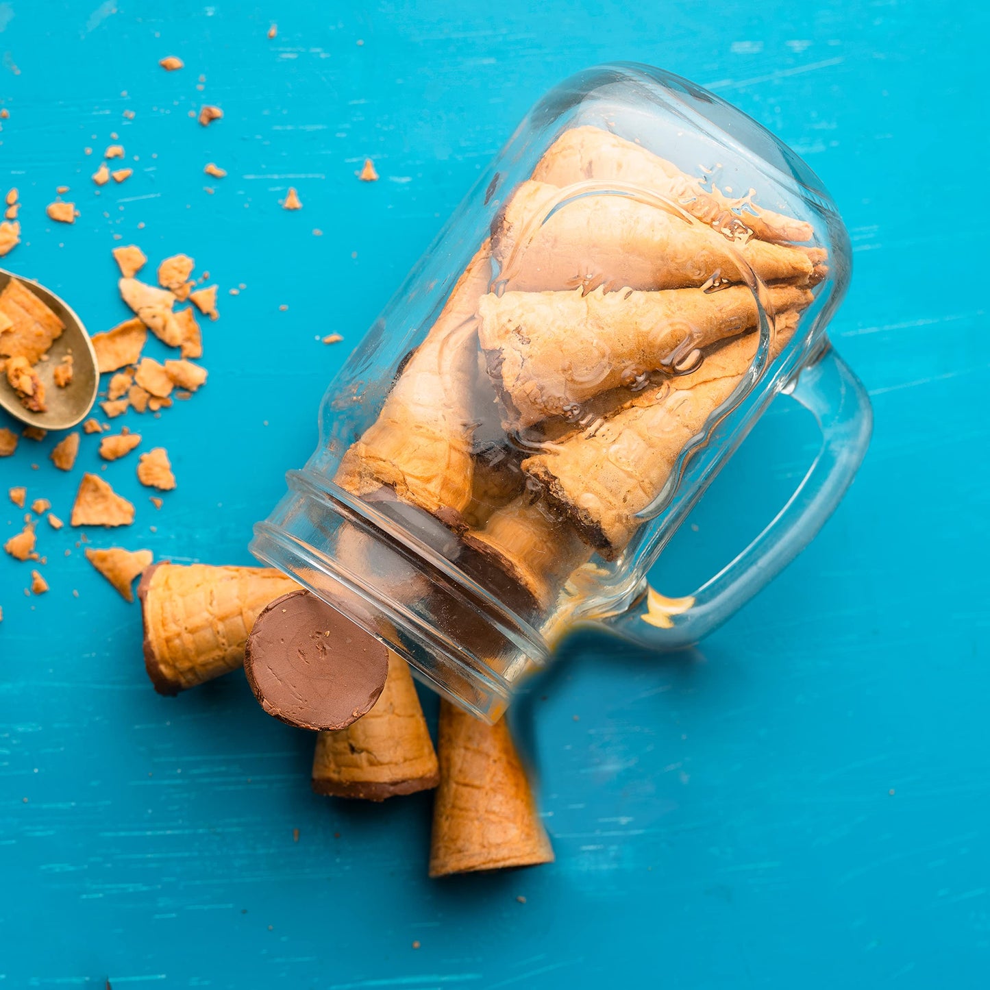 Pure Temptation Chocoblast Roasted Almond Waffle Cones [36 Pcs] Gluten Free Snacks For Kids & Adults - Non-Meltable Chocolate Gi