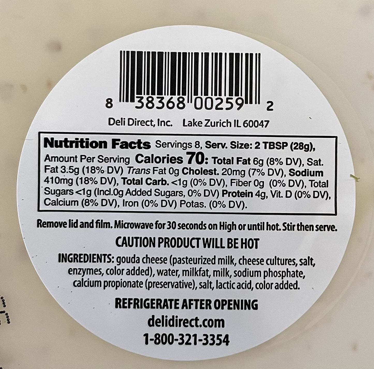 Deli Direct Cheese Spread, Smoked Gouda, Shelf Stable, 8 Ounce, Great for Snack Dips