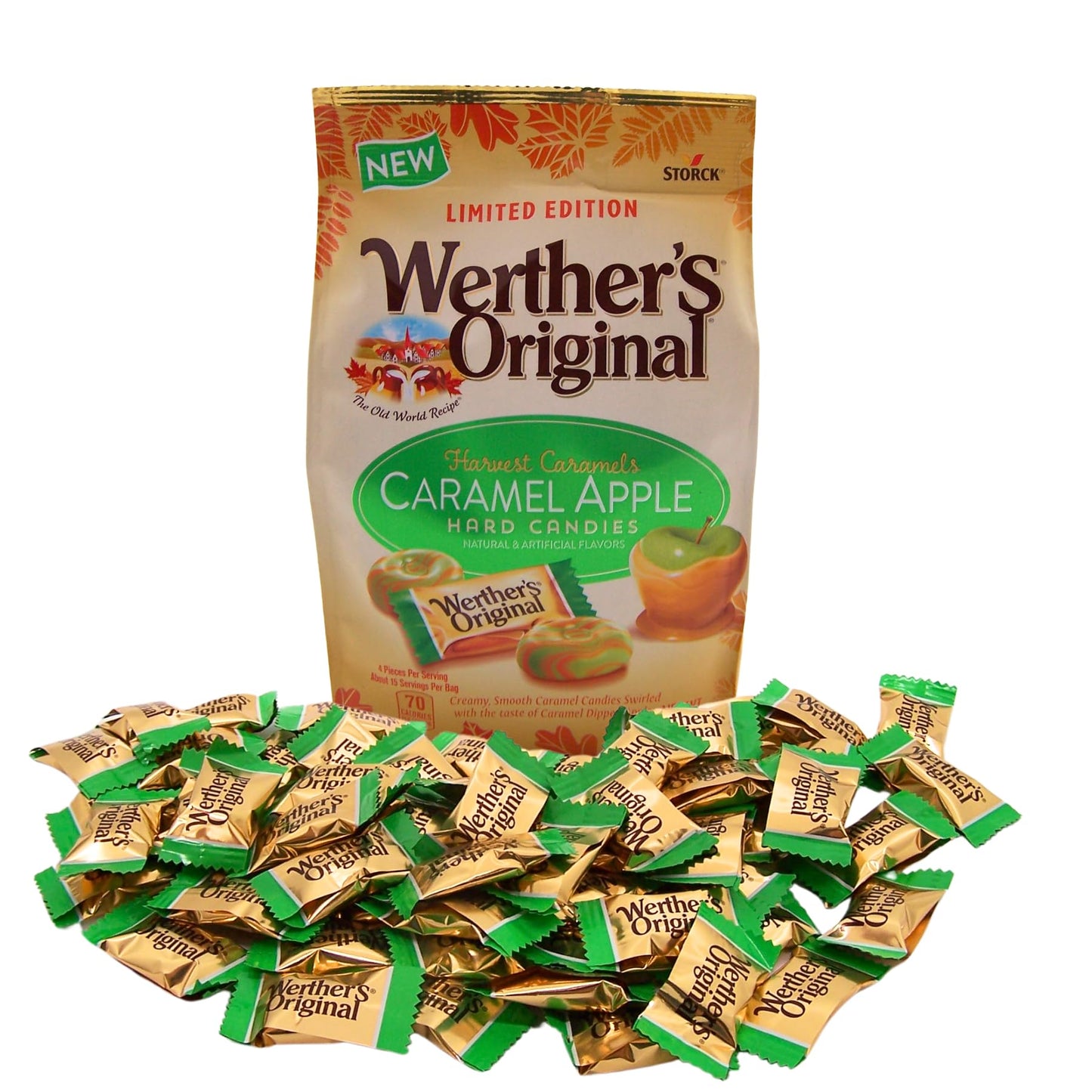 Storck Werthers Original Caramel Apple Hard Candies, Individually Wrapped, 8.57 oz, Limited Edition
