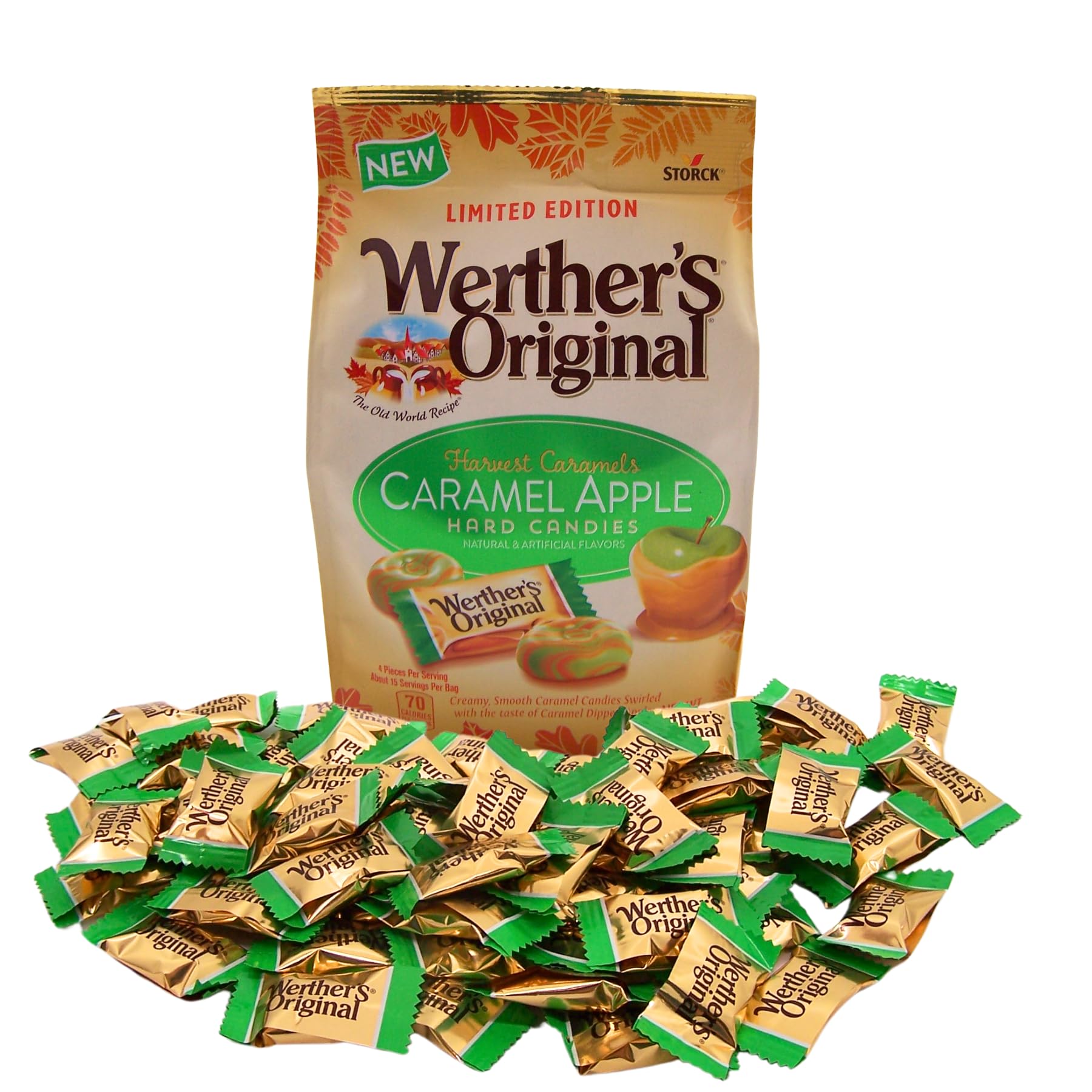 Storck Werthers Original Caramel Apple Hard Candies, Individually Wrapped, 8.57 oz, Limited Edition