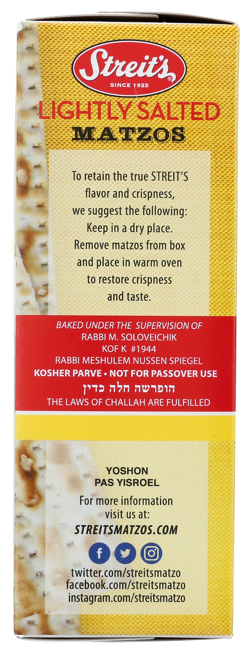Streits, Matzos Lightly Salted, 11 Ounce