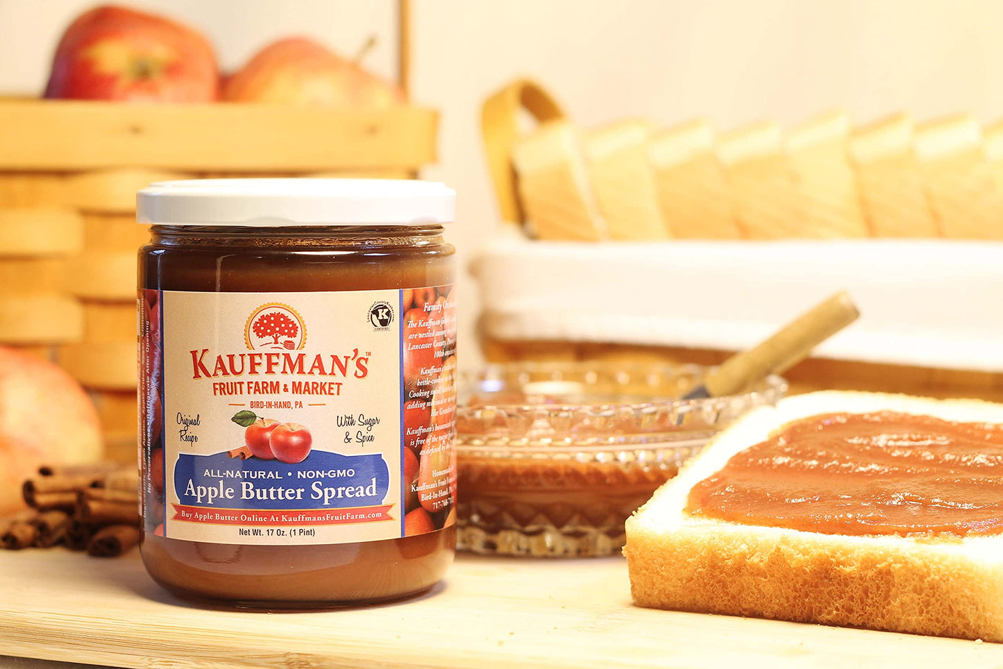Kauffmans Fruit Farm Apple Butter Spread, Original, 17 Oz. (Pack of 2)