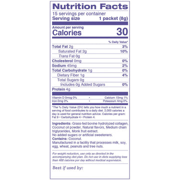 Dr. Kellyann Keto Coffee Creamer - Dairy Free, Sugar Free, Gluten Free, Low Carb - 0.41 Ounce (Pack of 15) - Vanilla with Coconut Oil