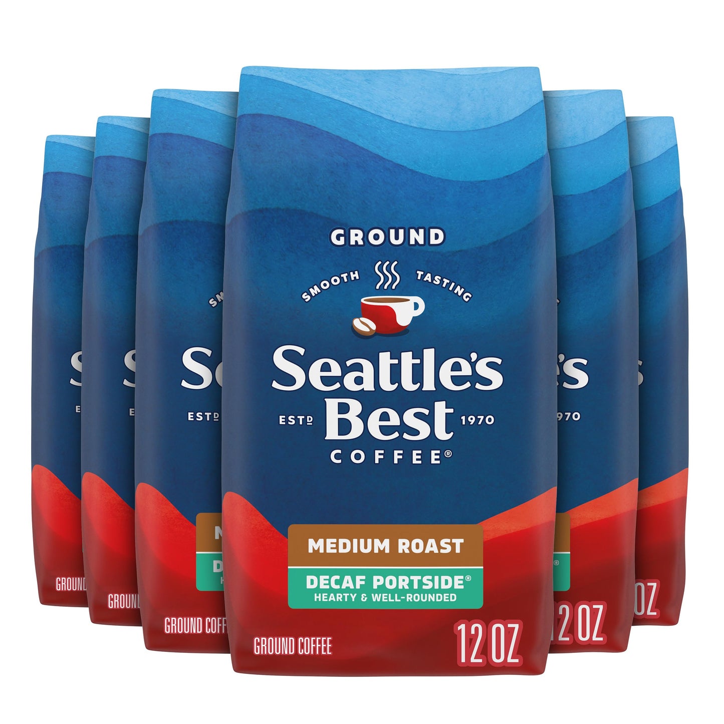Seattles Best Coffee Decaf Portside Blend Ground Coffee, 12 Ounce Bags, Pack of 6