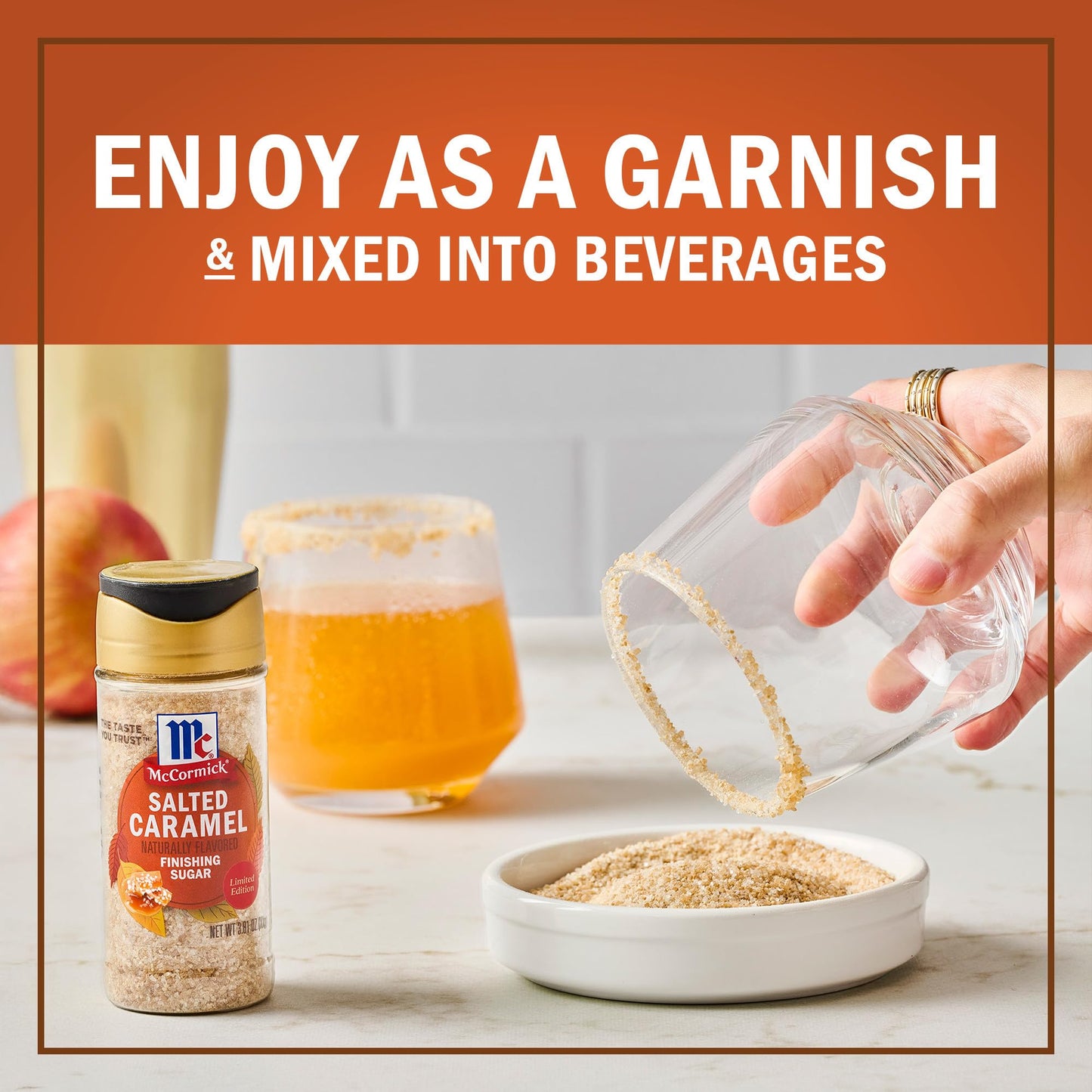 McCormick Finishing Sugar  Salted Caramel  Limited Edition  Creamy Caramel Flavor with a Touch of Salt  For Coffee  Ice Cream  Brownies  Popcorn  Hot Cocoa  and More  3.81 oz