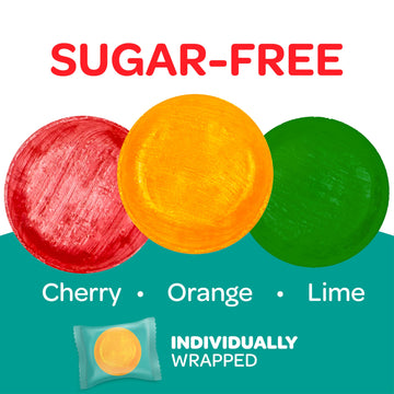 Arcor Sugar-Free Fruit Hard Candy Mix - 1 Pound Pack (About 75 Count) - Cherry, Lime, Orange - Individually Wrapped