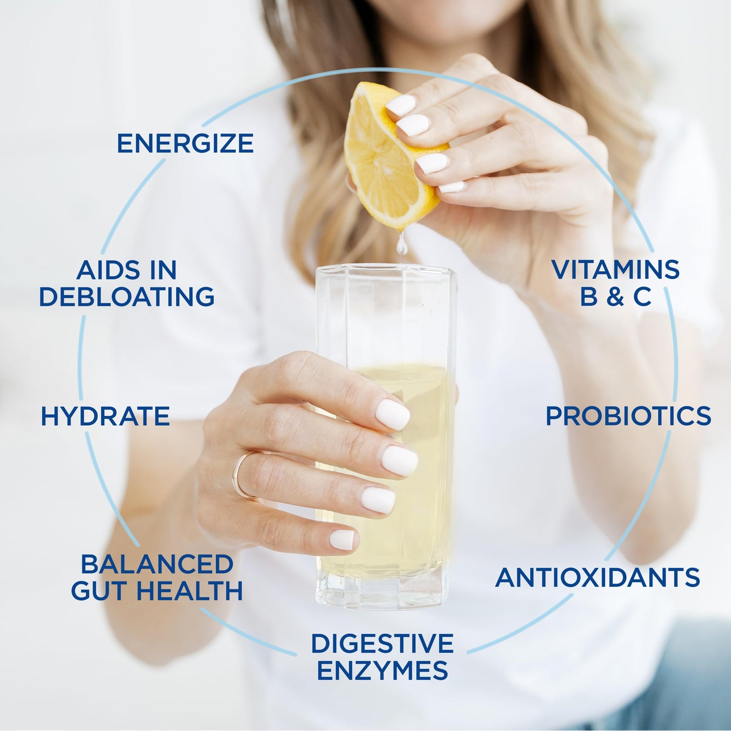 Vitacup Super H2O Bloating Relief And Digestive Health Drink Mix Packets, Probiotics, Prebiotics, C & B Vitamins, Lemon Flavor W