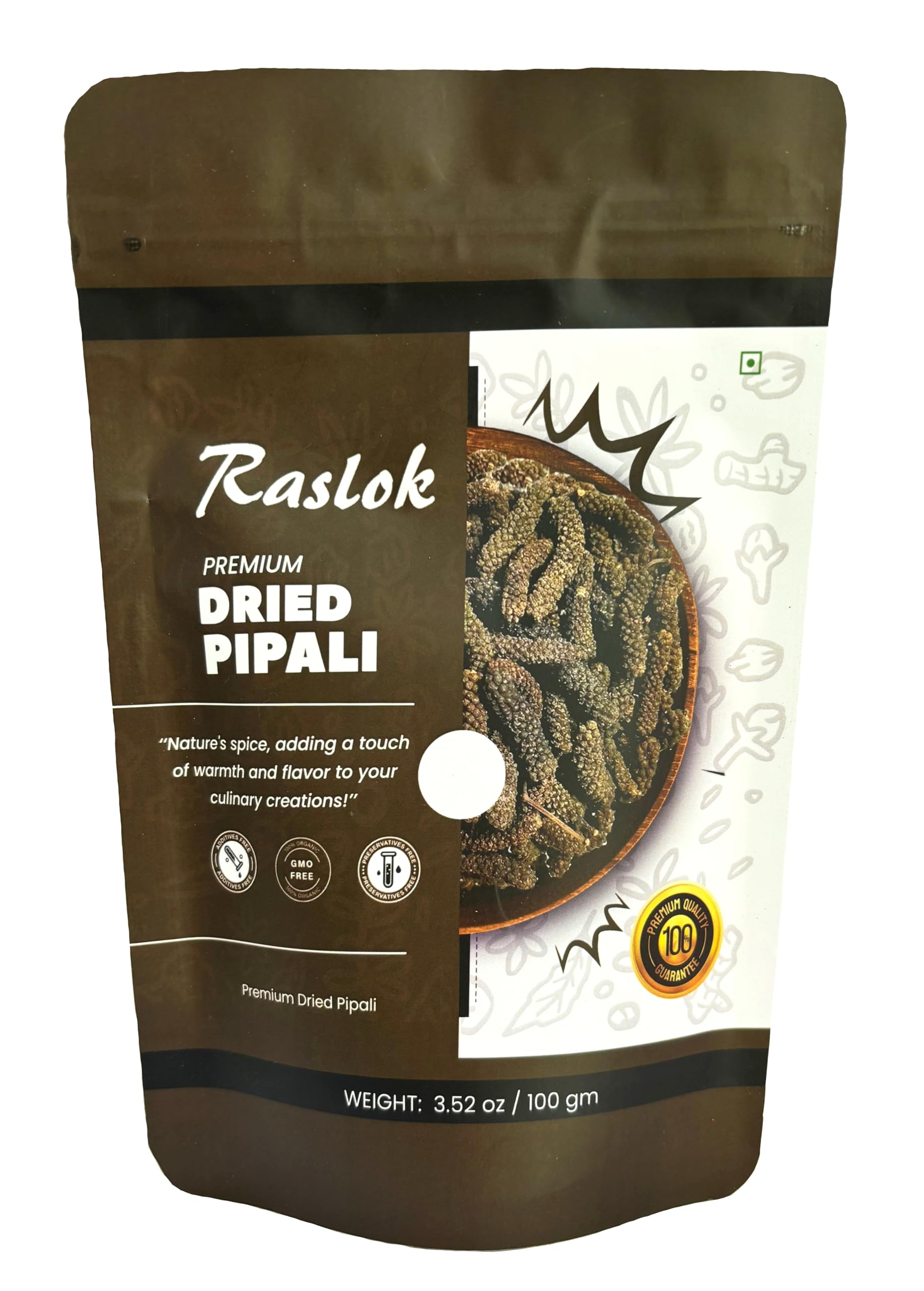 Raslok Dried Pippali Indian Long Pepper Whole | 3.52 oz - 100gm | Pipli Spice Long Pippali Whole | Indian Spices | Organic Whole