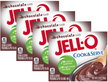 Jell-O Chocolate Cook & Serve Pudding & Pie Filling 3.4 Oz (96G) 4-Pack