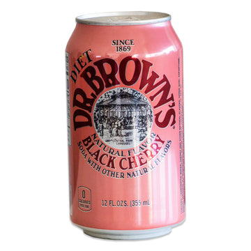 Dr Browns Diet Black Cherry Soda - Smooth, Refreshing, Crisp Cherry Flavors - 12, 12oz Cans