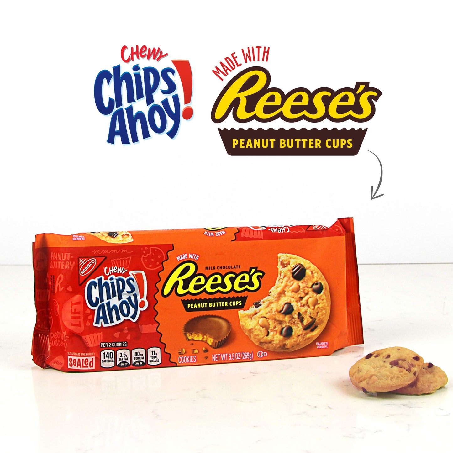 CHIPS AHOY! Chewy Chocolate Chip Cookies with Reese s Peanut Butter Cups, 12 - 9.5 Ounce Packs (Pack of 12)