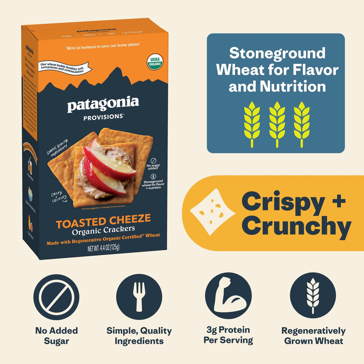 Patagonia Provisions - Toasted Cheeze - Certified Organic Crackers - Non-GMO, Plant-Based, No Added Sugar (6 Pack)