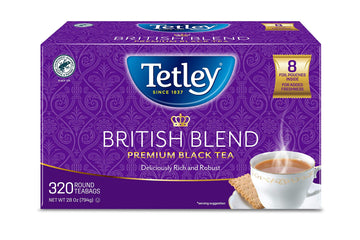 Tetley British Blend Premium Black Tea - 320 Tea Bags, Rainforest Alliance Certified, 320 Count, Rich Flavor and Aroma