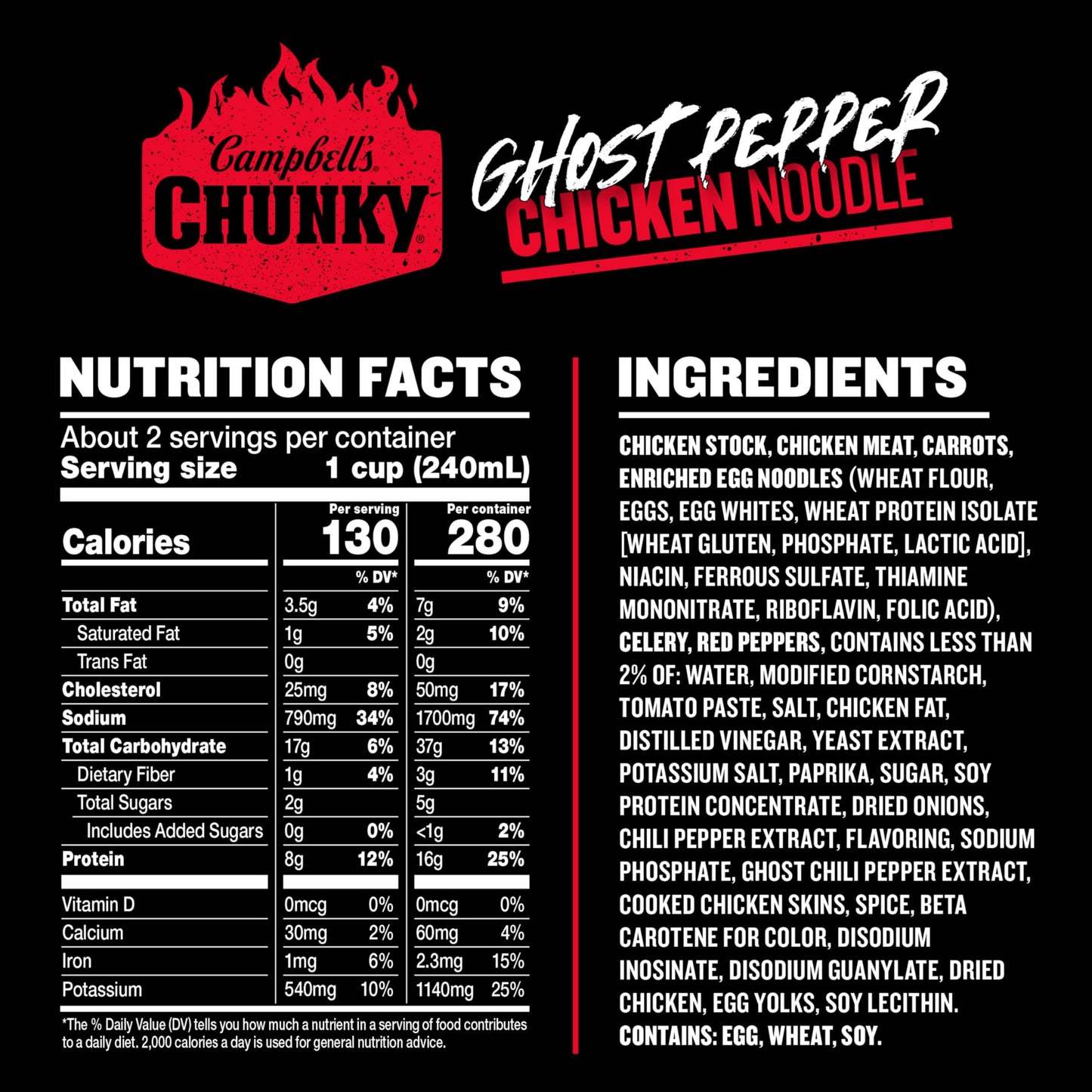 Campbell s Chunky Ghost Pepper Chicken Noodle Soup, 18.6 oz Can (12 Pack)