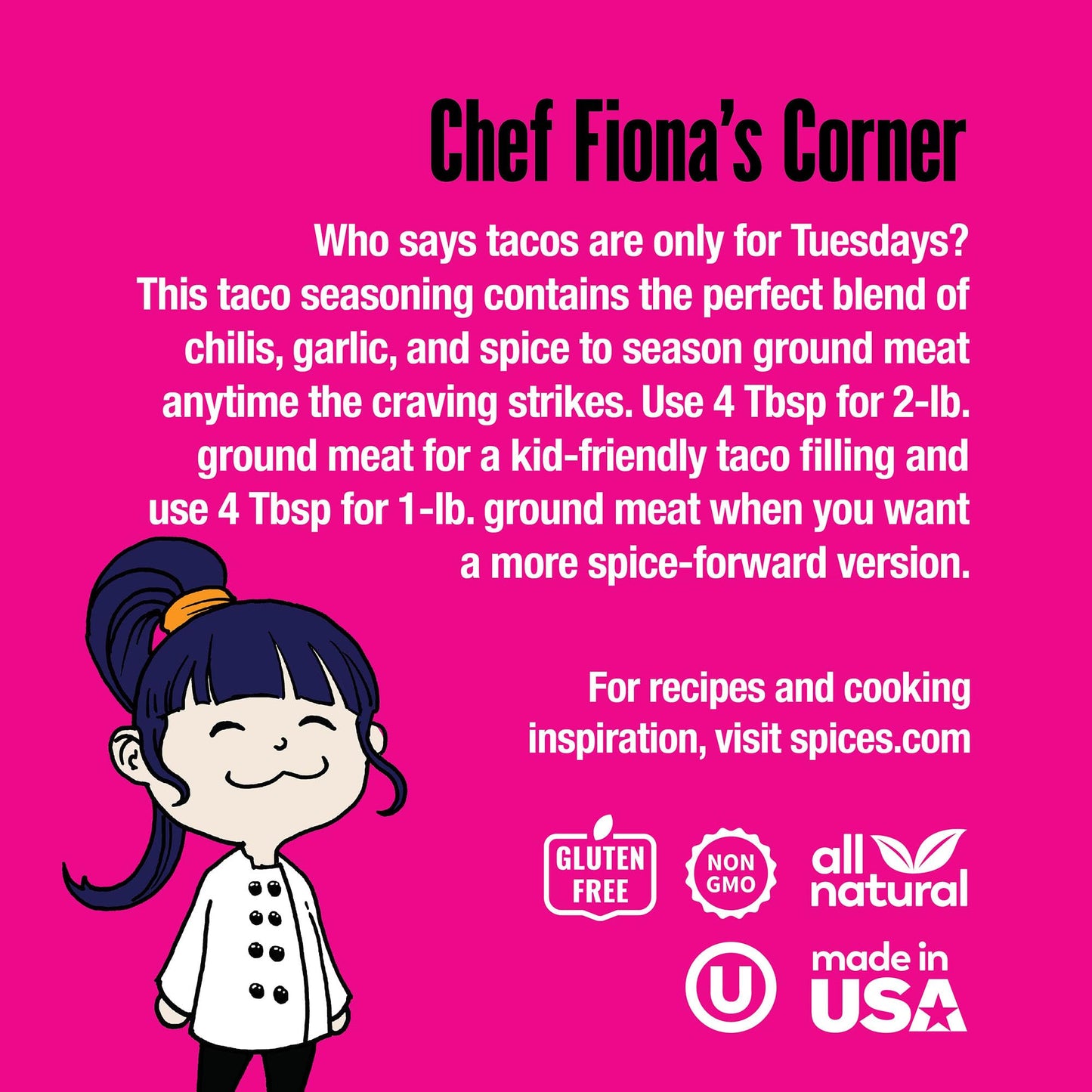 The Spice Lab Taco Seasoning - All Natural Gluten Free - 4.5 oz Shaker - Non GMO Spicy Mix