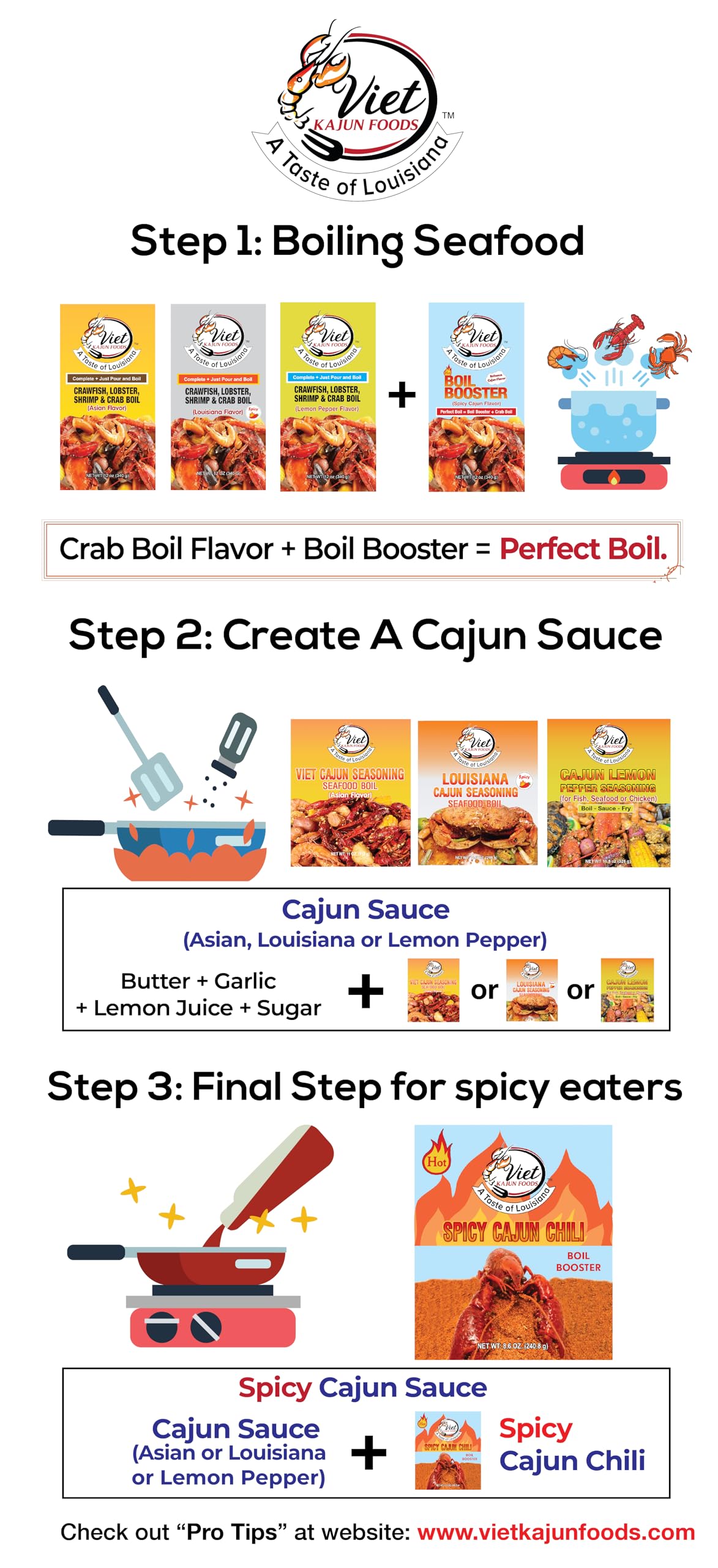 Viet Cajun Crawfish Lobster Shrimp & Crab Boil, Louisiana Flavor, 12 Oz, Made In Usa