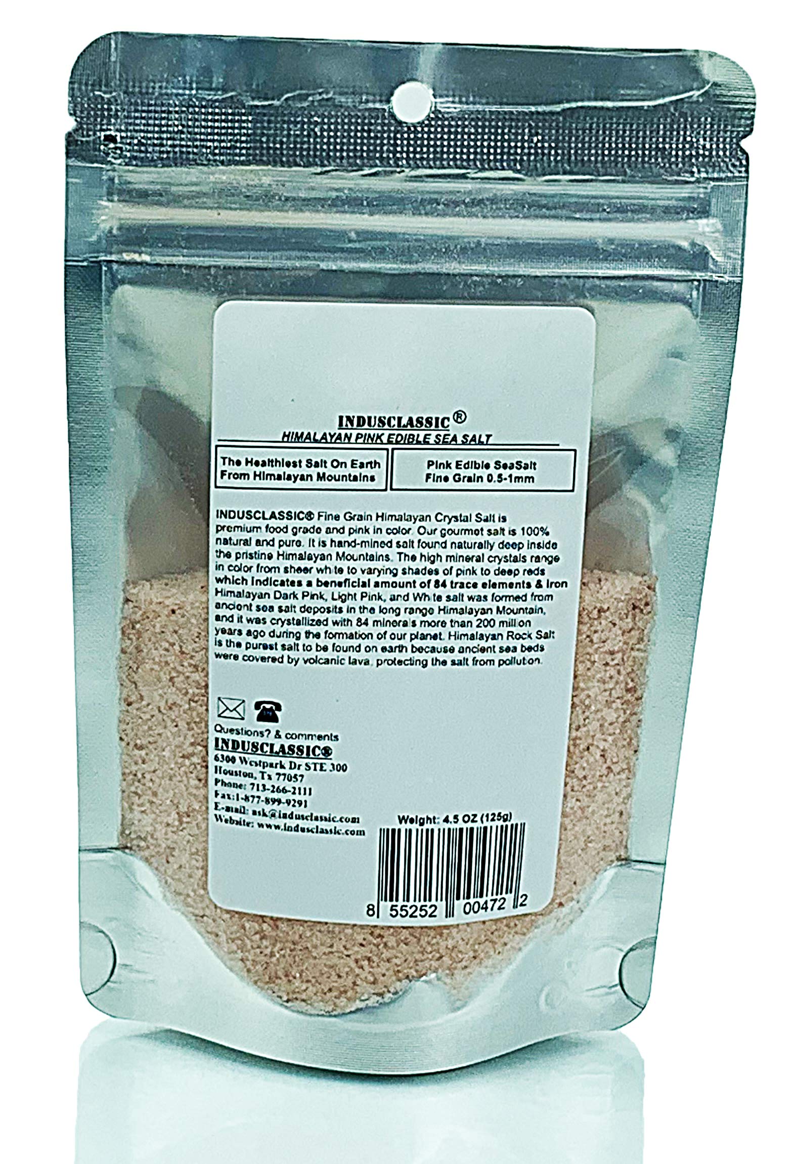IndusClassic Himalayan Pink Cooking Salt, Fine Grain 4.5 Ounce, Unprocessed, Kosher, Natural