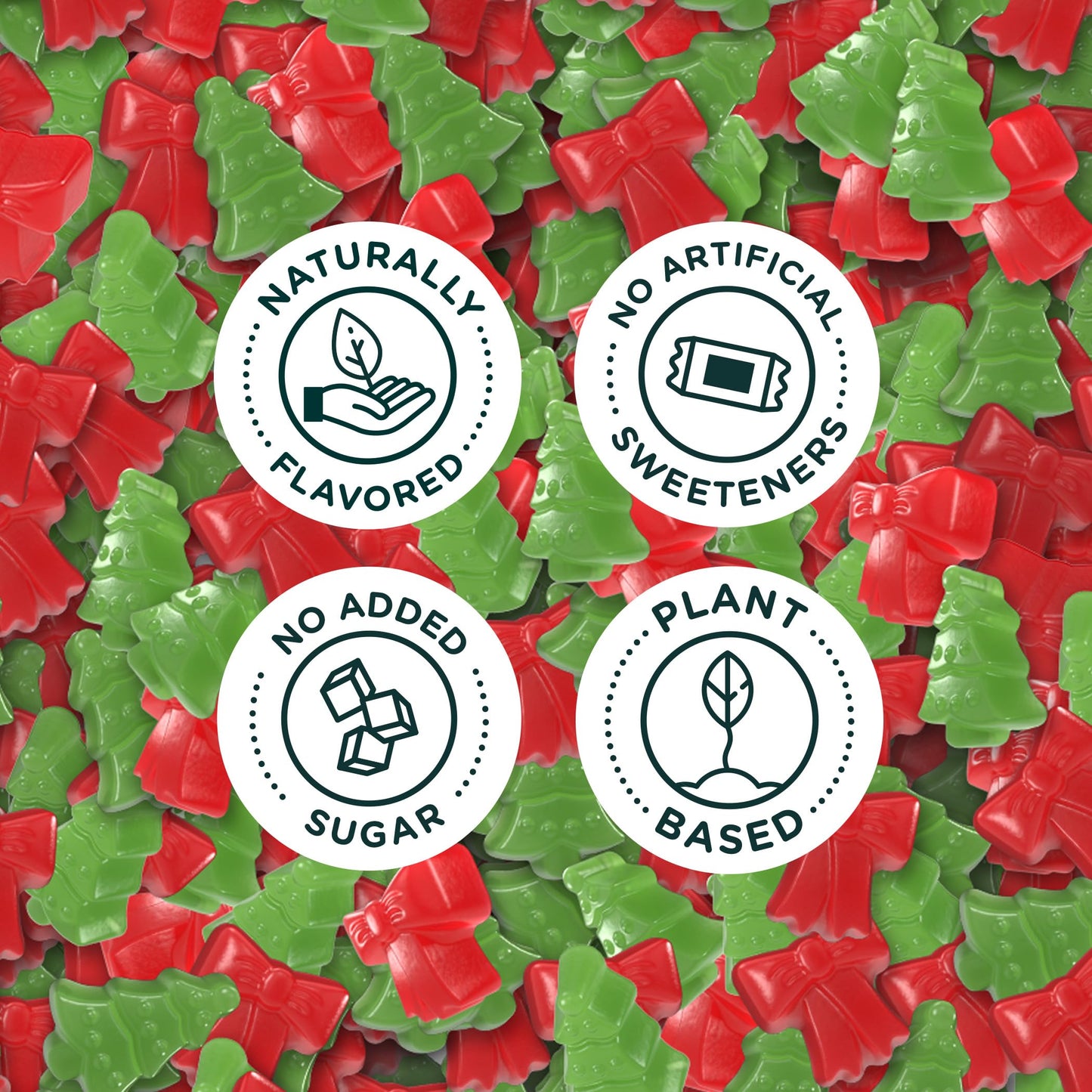 SmartSweets Merry Mix Gummy Candy: 1.8oz (Pack of 14)  Gummy Candy with Low Sugar  Low Calorie  No Artificial Sweeteners  Plant-Based  Gluten-Free  Healthy Snack for Kids & mature-themeds  Holiday Treat