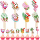 Tatuo 48 Pcs Cupcake Toppers, Santa Claus & Flamingo, 7.2 x 1.18, Multicolored, Cardboard, for Summer & Christmas Parties